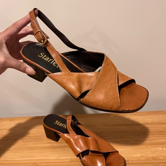 Scarlett Shoes Vintage Brown Leather Heel Sandals Made In Italy Poshmark